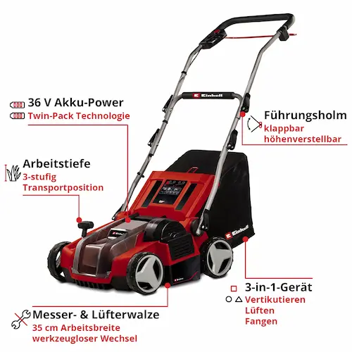 Einhell Akku Vertikutierer Luefter GE-SA 36/35